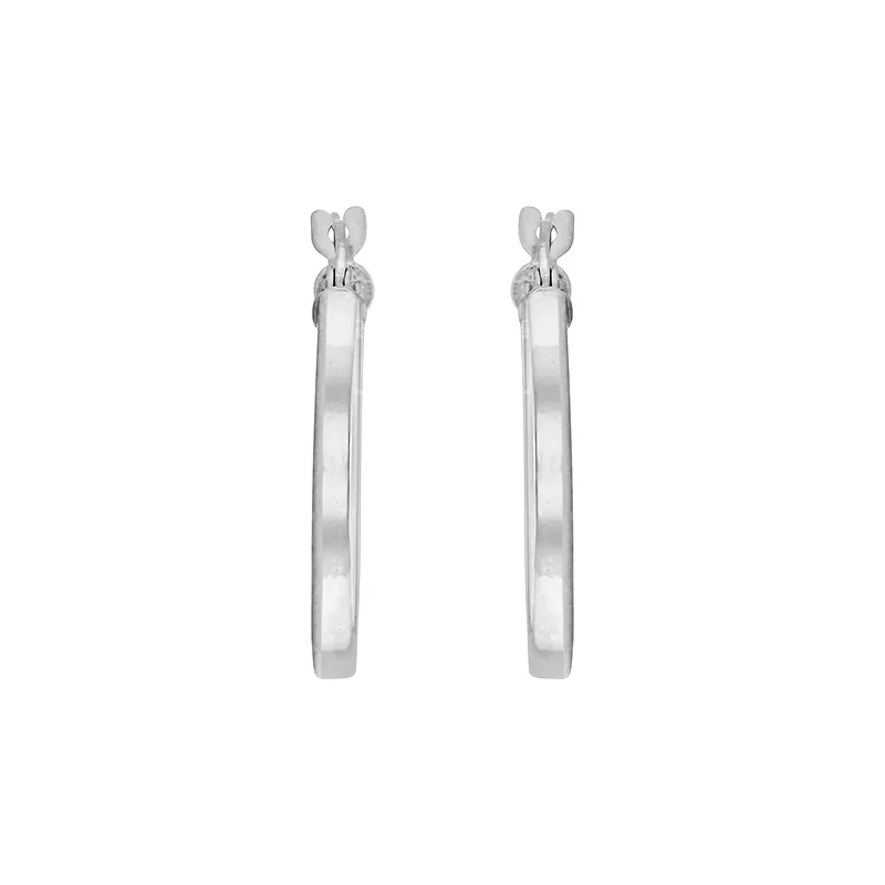 Candongas en oro blanco de 18 Kilates, Plana, 2 mm. de ancho