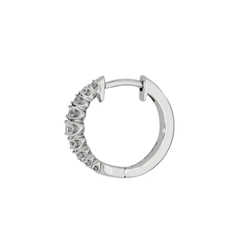 Candongas en oro blanco de 18 Kilates, Plana, con diamantes de 0.30 Ct, 2 mm. de ancho