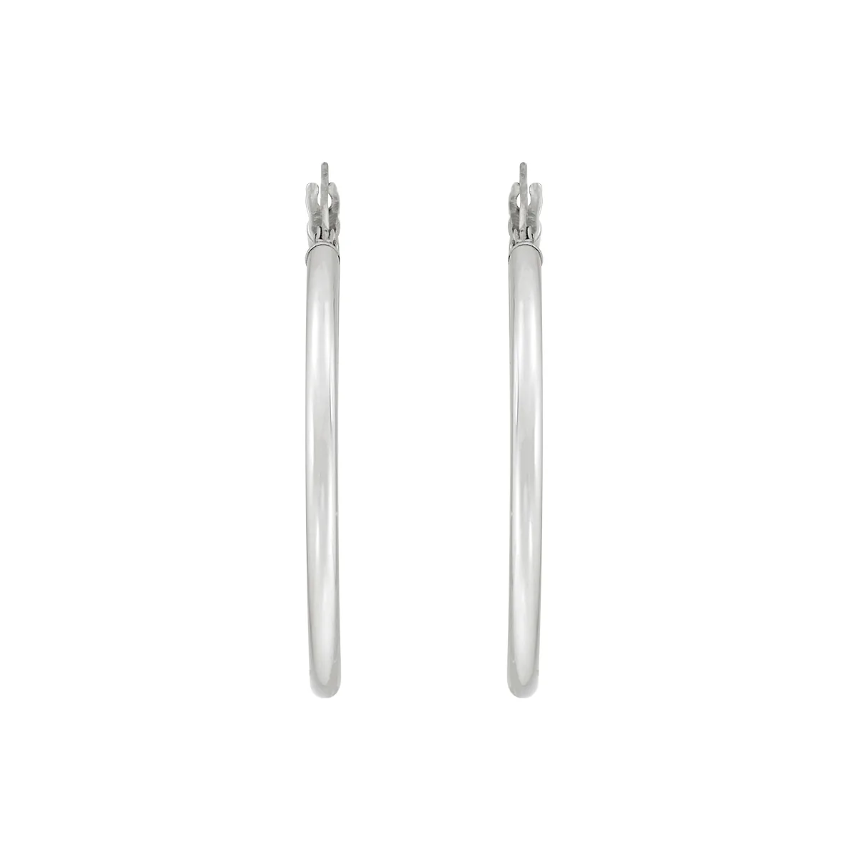 Candongas en oro blanco de 18 Kilates, Tubo, 2 mm. de ancho