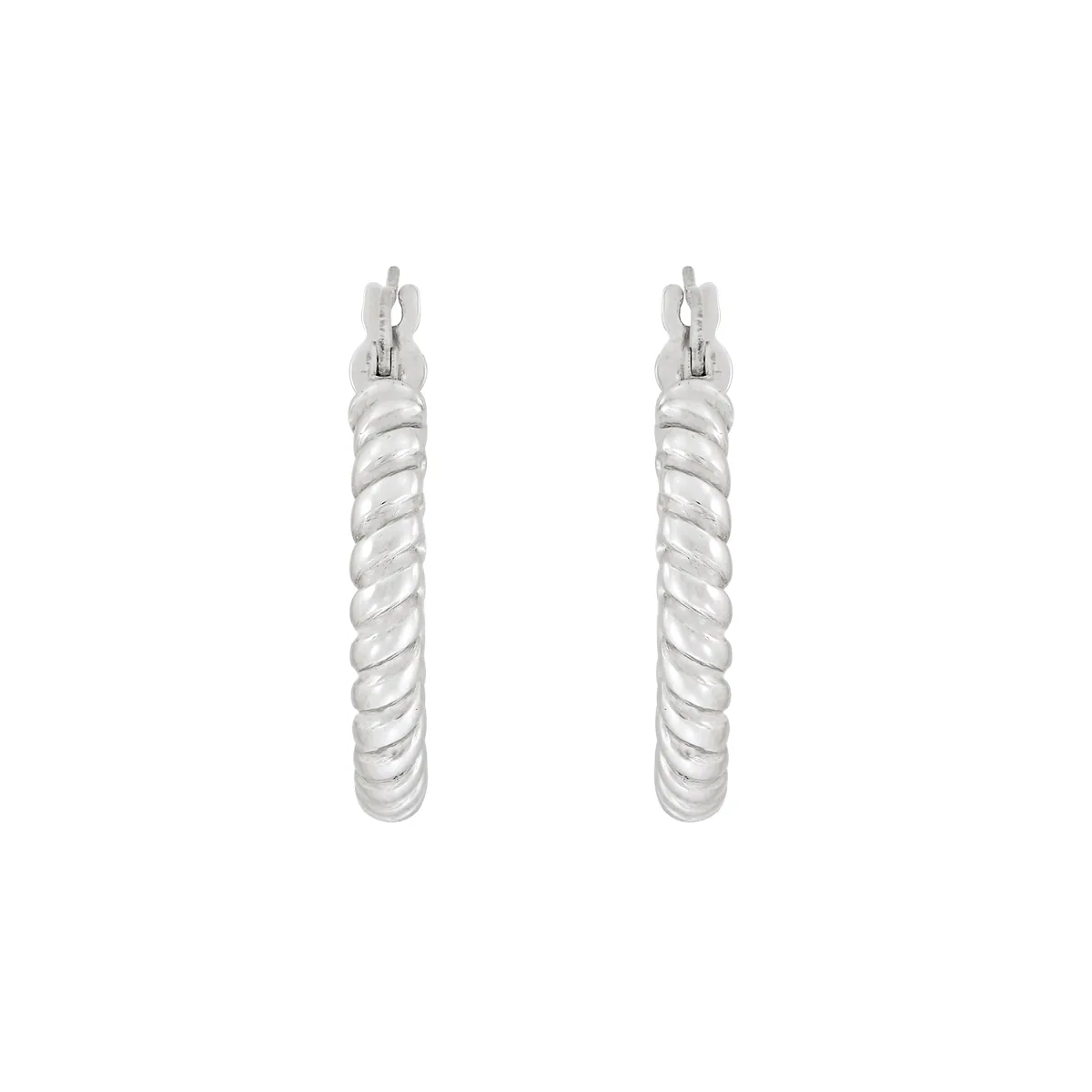 Candongas en oro blanco de 18 Kilates, Entorchada, 3 mm. de ancho