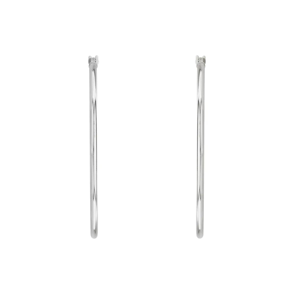 Candongas en oro blanco de 18 Kilates, Tubo, 2 mm. de ancho
