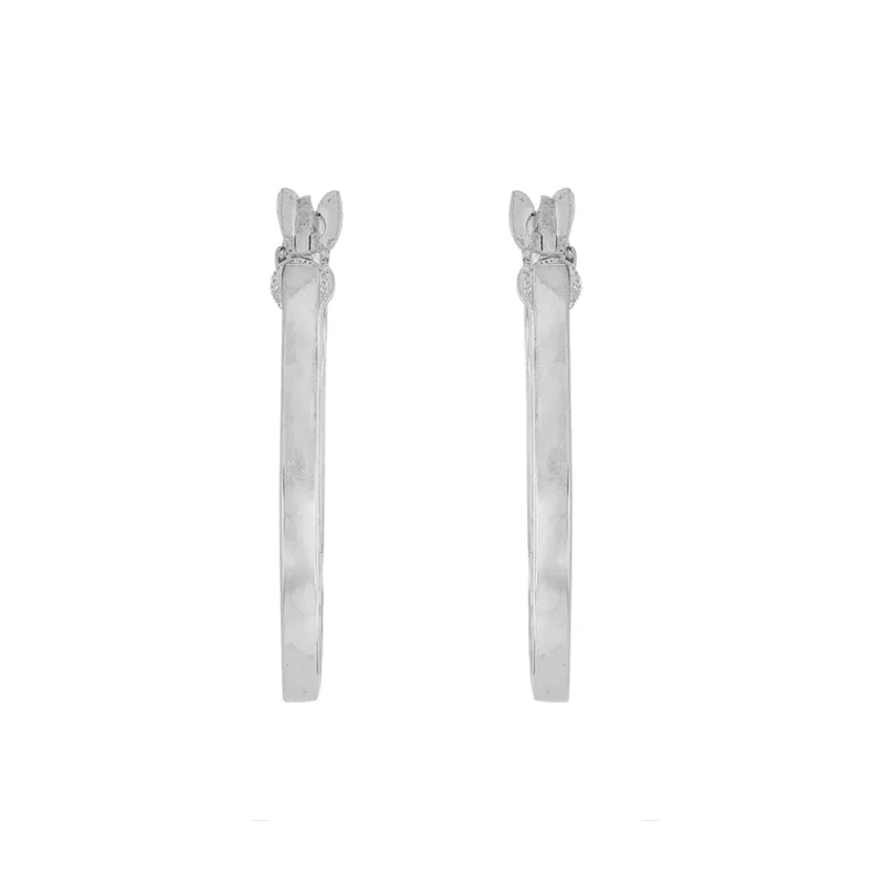 Candongas en oro blanco de 18 Kilates, Plana, 1 mm. de ancho