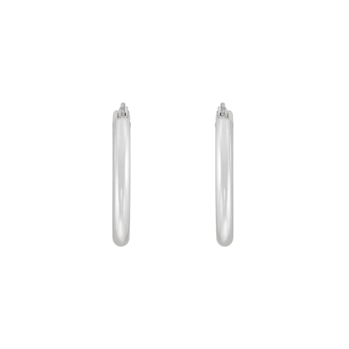 Candongas en oro blanco de 18 Kilates, Tubo, 2 mm. de ancho