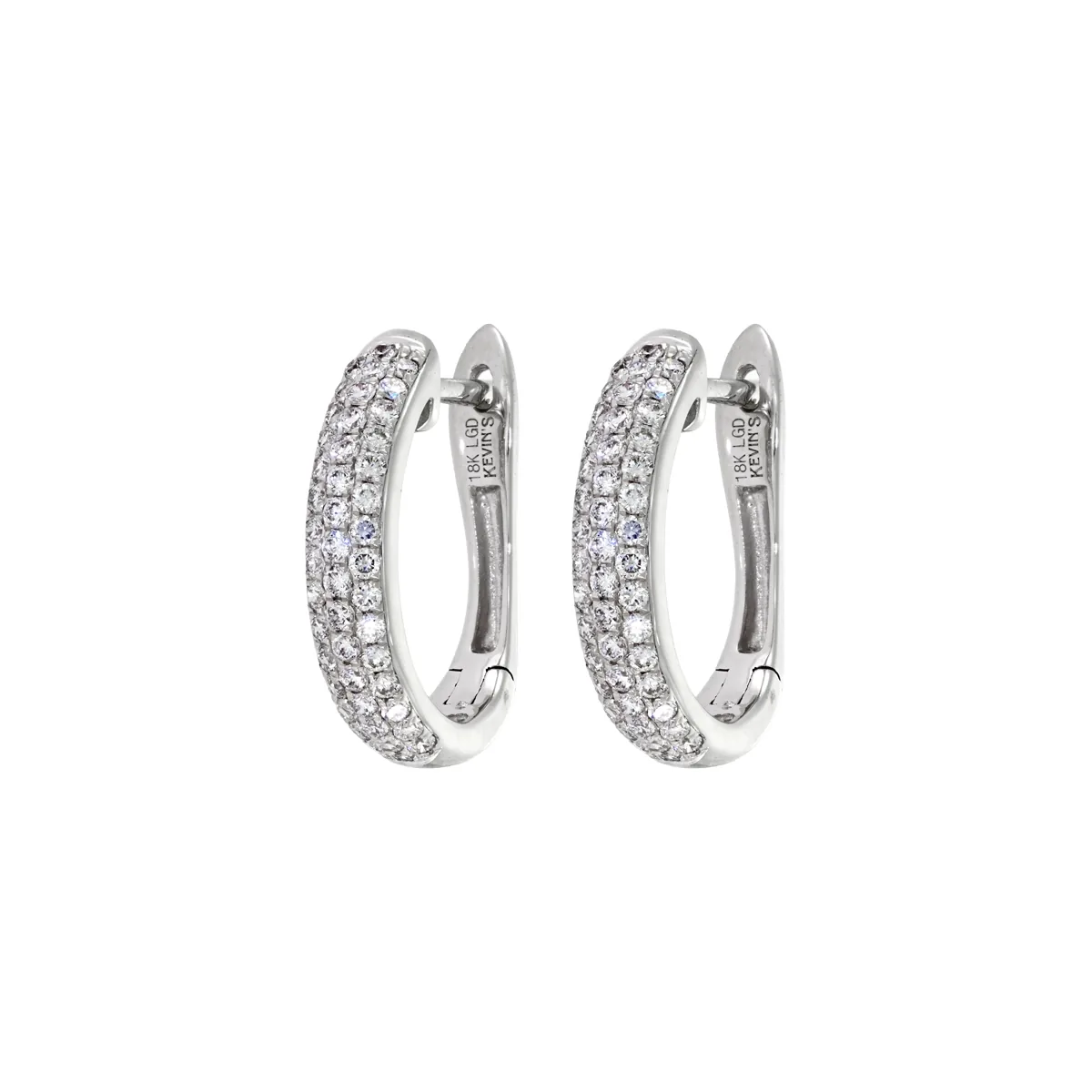 Candongas óvalo, con diamante de laboratorio con un peso total de 0.45Ct, oro tono blanco 18k, rodinado