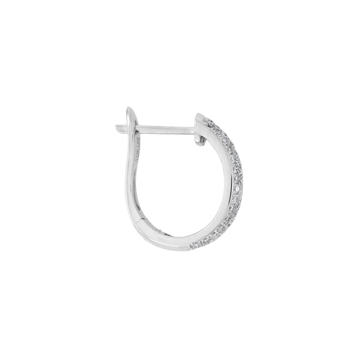 Candongas óvalo, con diamante de laboratorio con un peso total de 0.45Ct, oro tono blanco 18k, rodinado