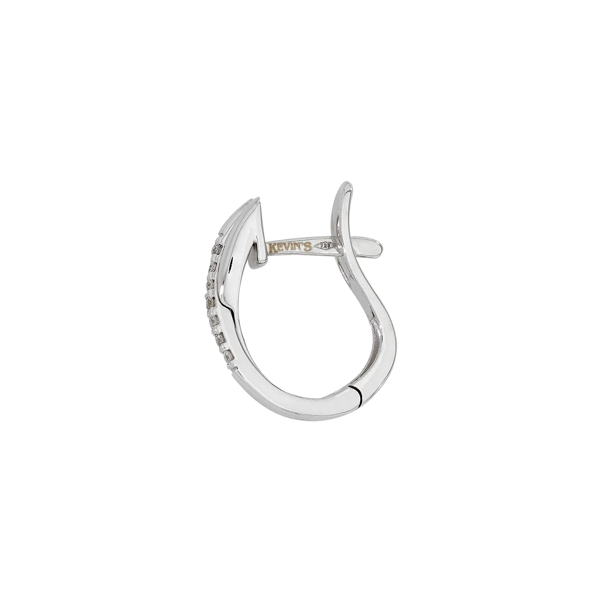 Candongas óvalo, con diamantes con un peso total de 0.08Ct, oro tono blanco 18k, rodinado, liso