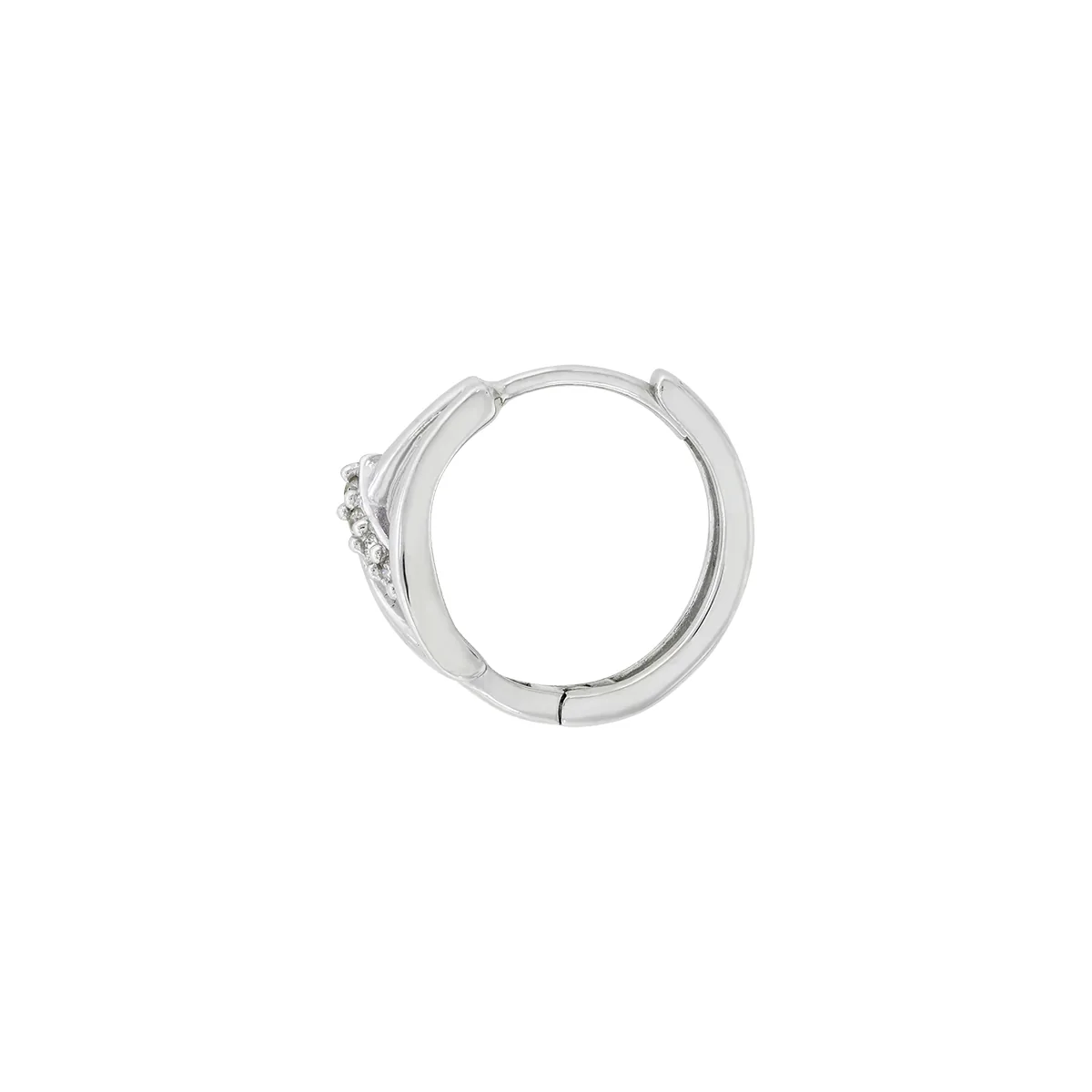 Candongas en oro blanco de 18 Kilates, Franjas, con diamantes de 0.07 Ct, 2 mm. de ancho