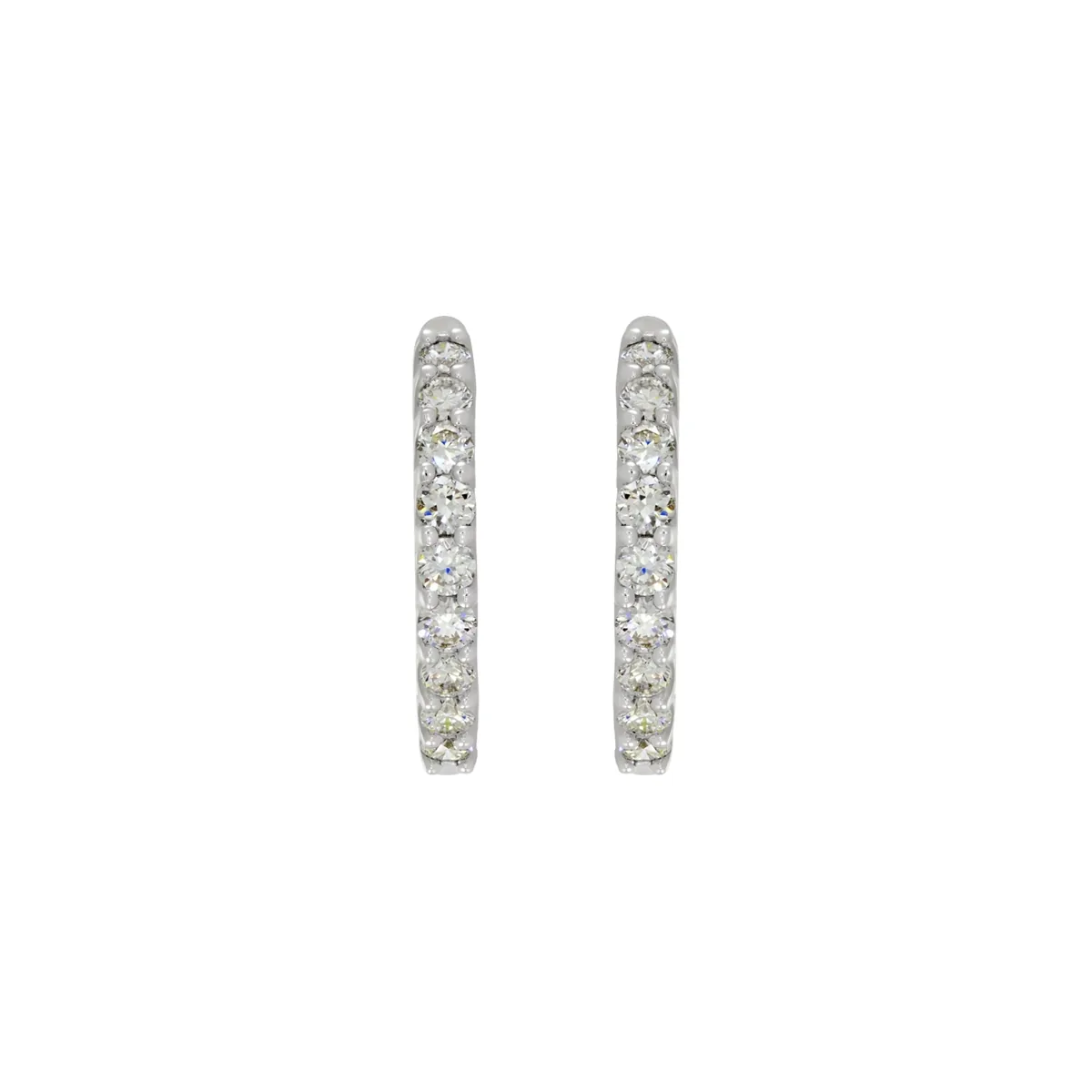 Candongas con diamante de laboratorio con un peso total de 0.57Ct, oro tono blanco 18k, rodinado