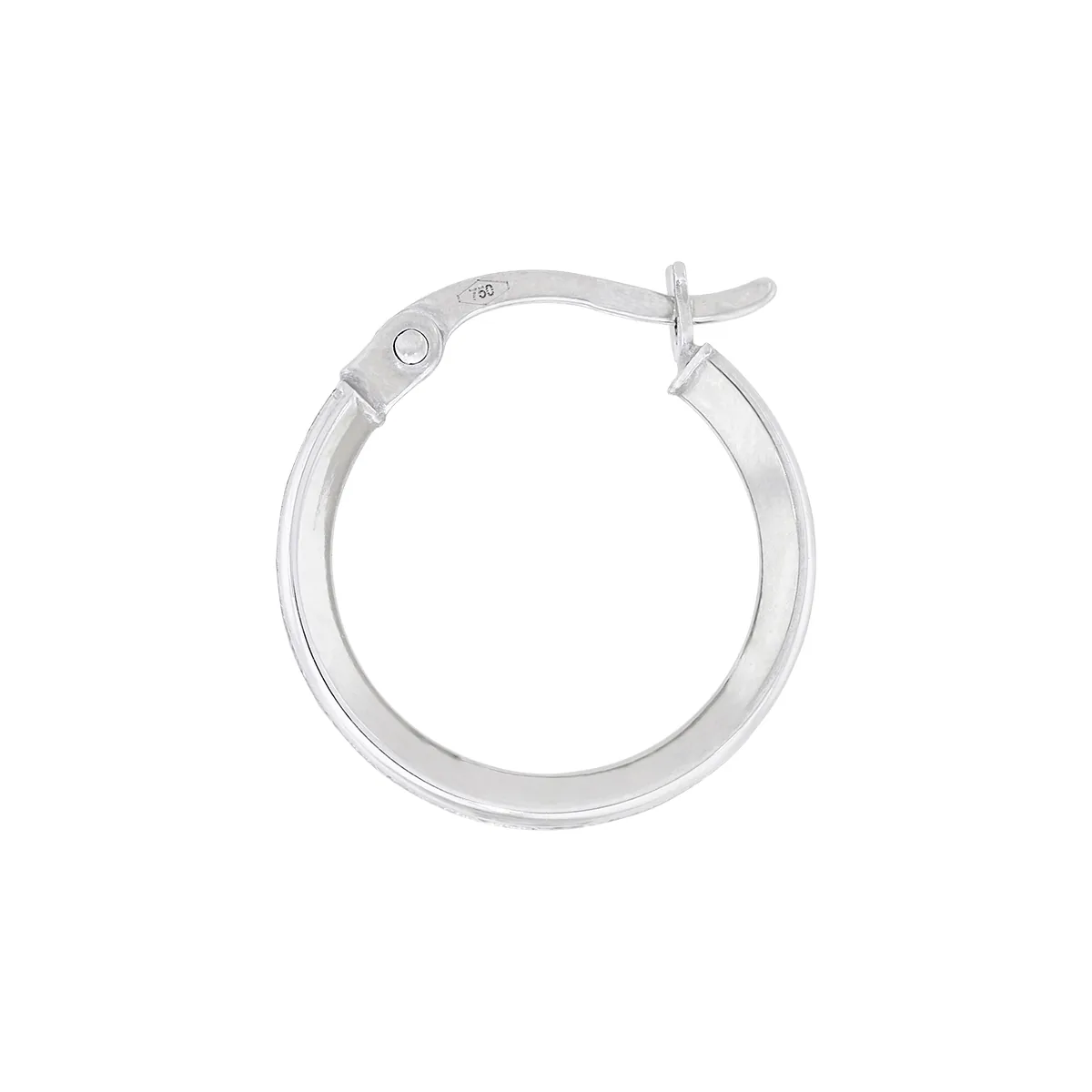 Candongas en oro blanco de 18 Kilates, Plana, con zircones, 2 mm. de ancho