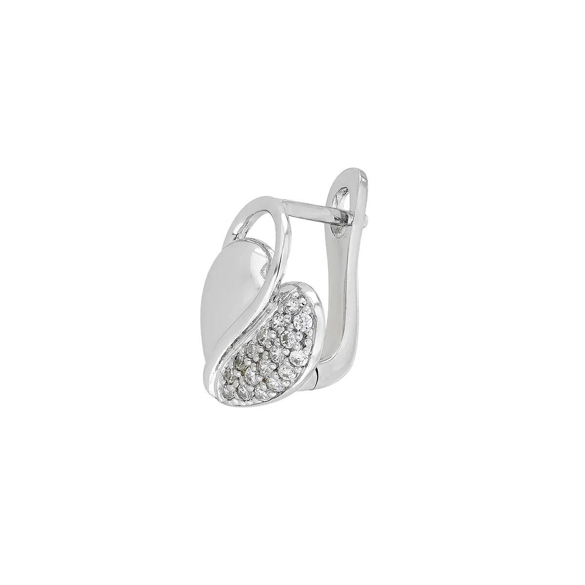 Candongas en plata Ley 925, Corazón, con zircones, de la coleccion Sueños