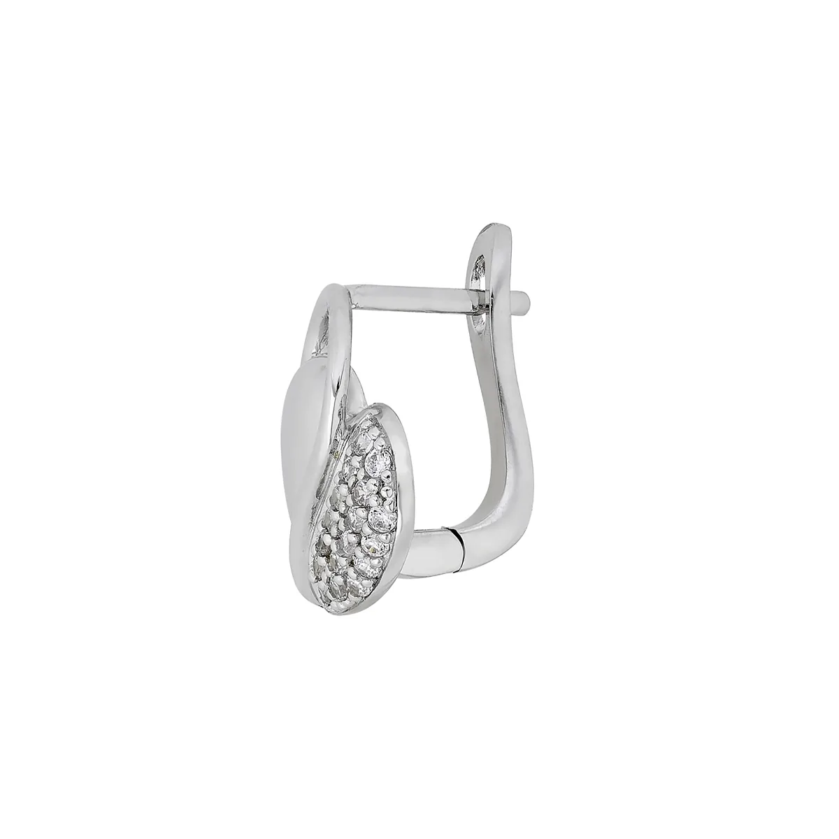 Candongas en plata Ley 925, Corazón, con zircones, de la coleccion Sueños