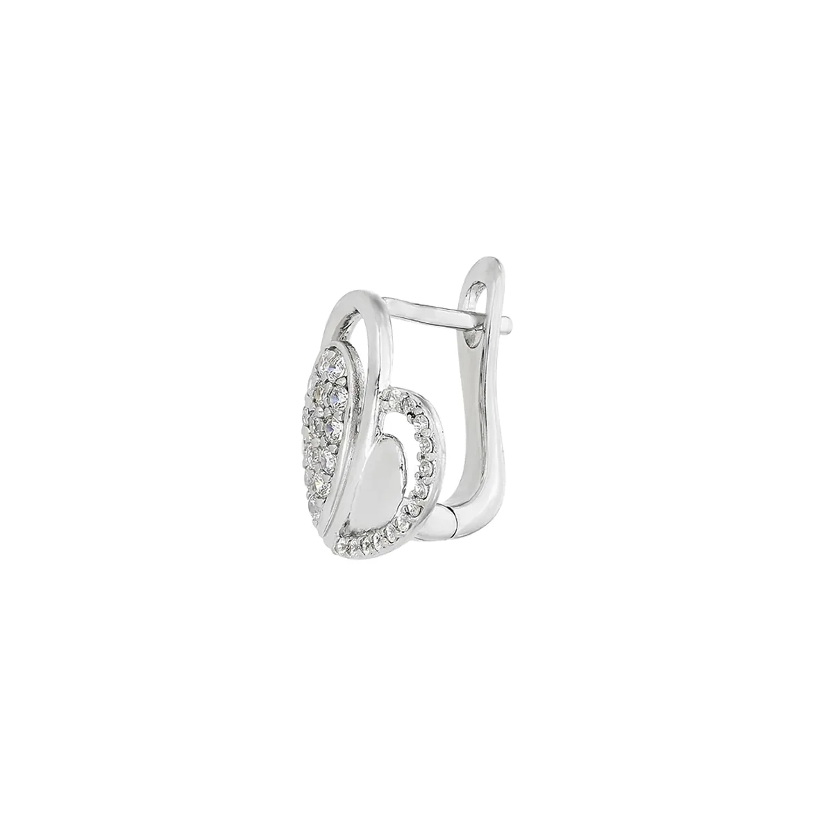 Candongas en plata Ley 925, Corazón, con zircones, de la coleccion Sueños