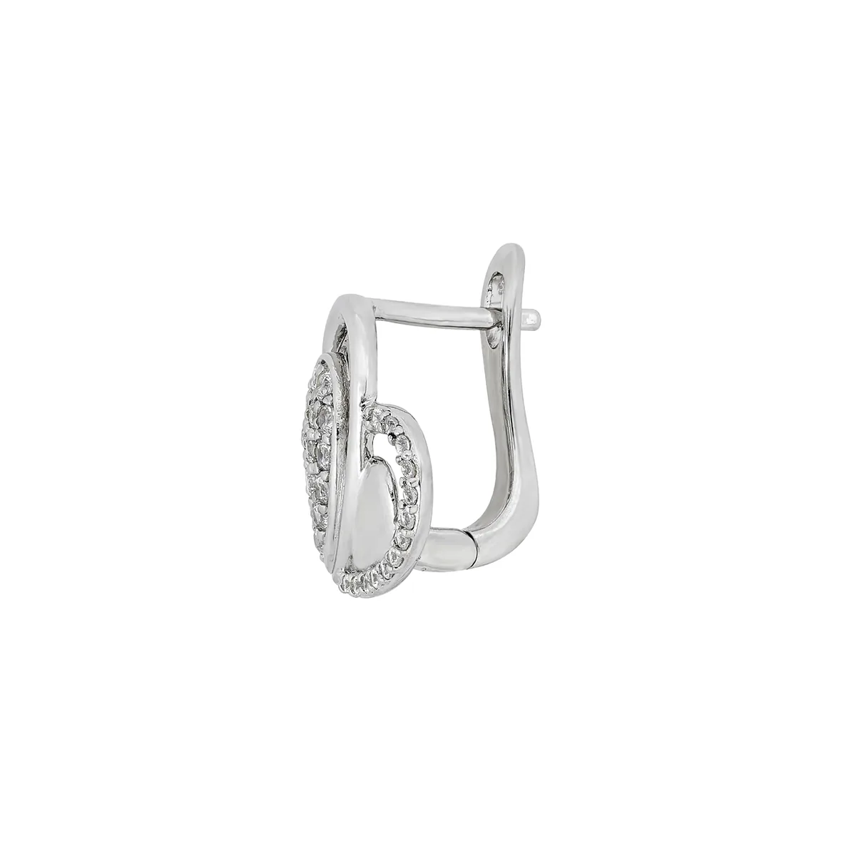 Candongas en plata Ley 925, Corazón, con zircones, de la coleccion Sueños
