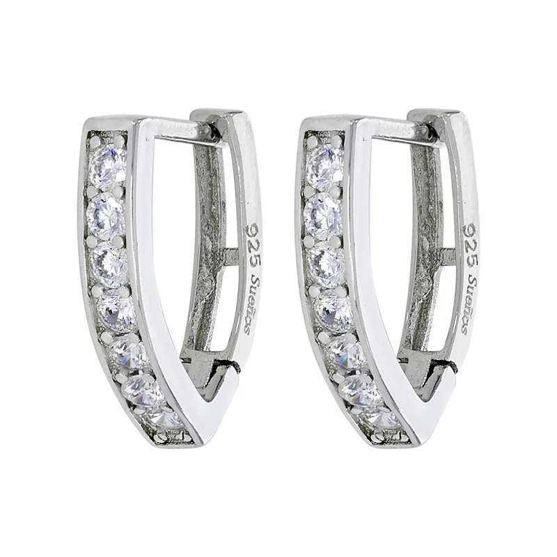 Candongas óvalo, con cristales redondos, en plata ley 925, rodinado - Colección Sueños