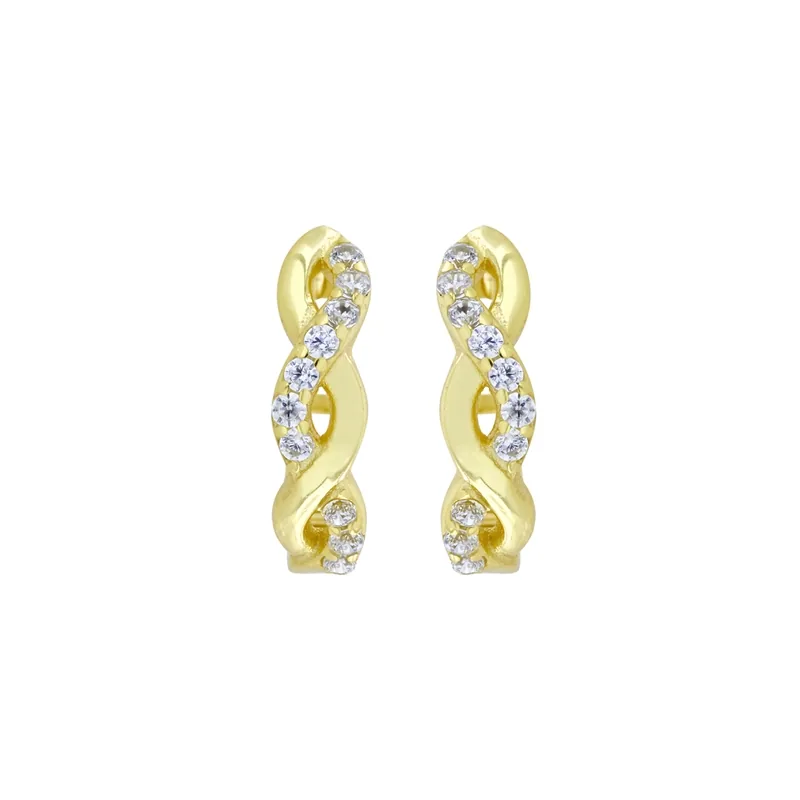 Candongas con cristales redondos, oro tono amarillo 18k, rodinado, liso, dorado