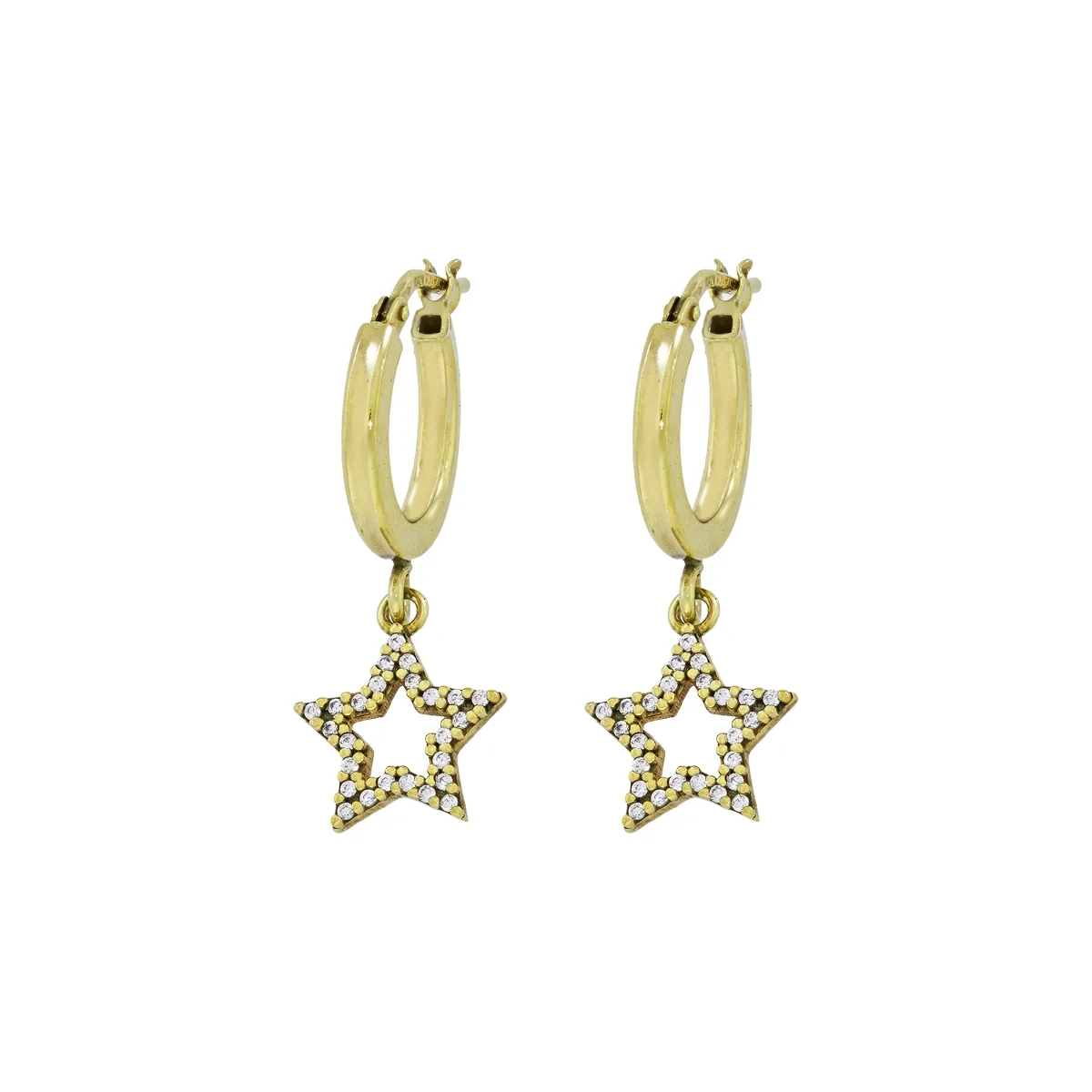 Candongas en plata Ley 925, Plana, con zircones, 2 mm. de ancho, de la coleccion Sueños