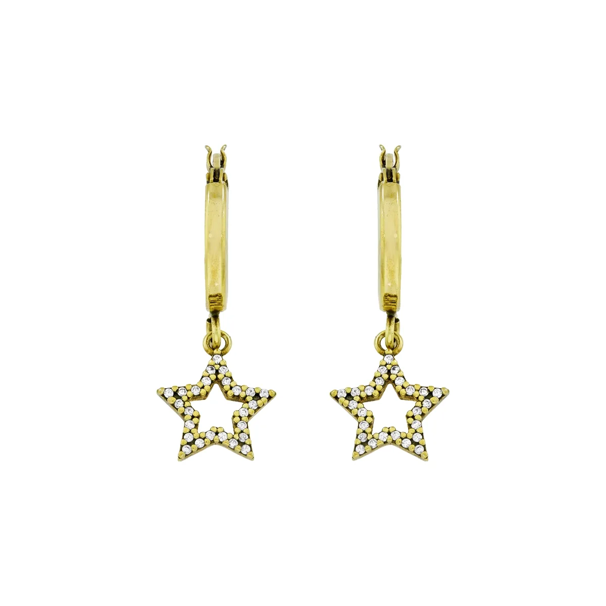Candongas en plata Ley 925, Plana, con zircones, 2 mm. de ancho, de la coleccion Sueños