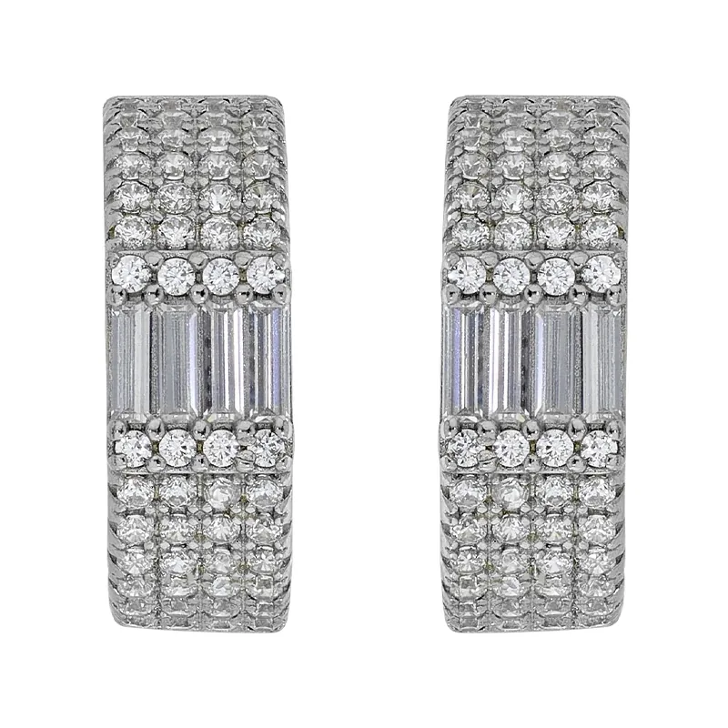 Candongas en plata Ley 925, con zircones, 5 mm. de ancho, de la coleccion Sueños