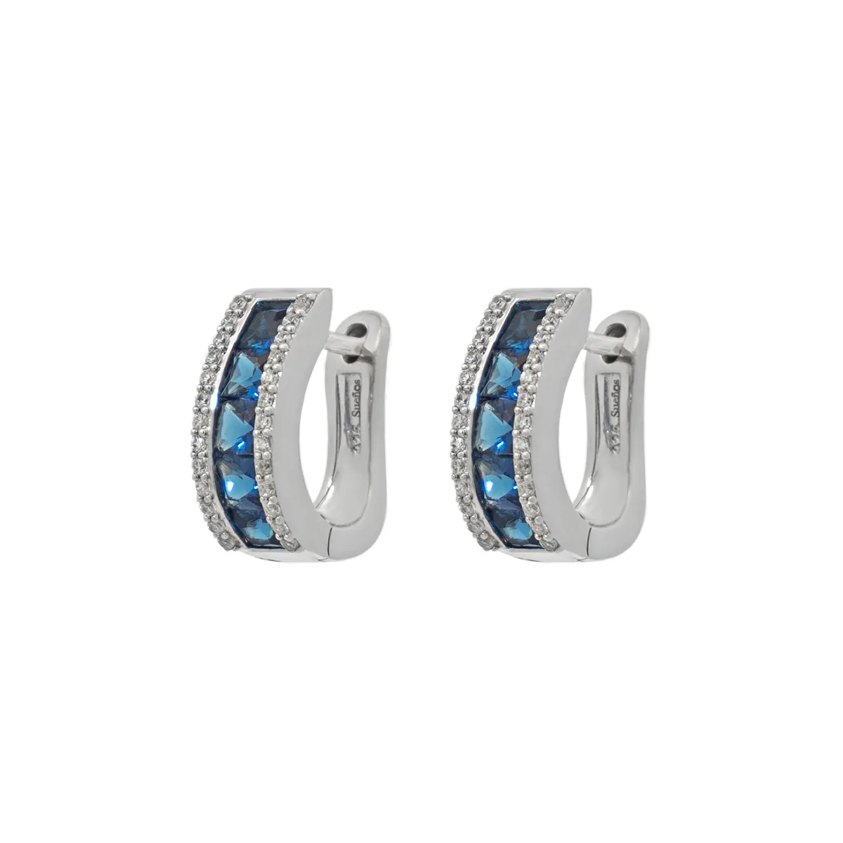 Candongas en plata Ley 925, con zircones centrales y decoración en zircones, 5.50 mm. de ancho, de la coleccion Sueños