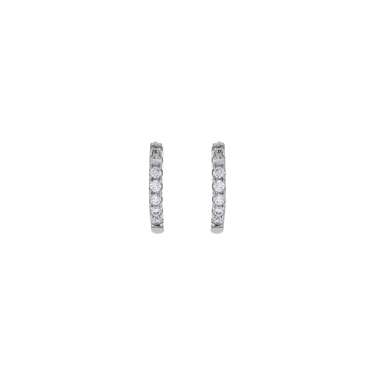 Candongas en plata Ley 925, Plana, con cristales, 1.50 mm. de ancho, de la coleccion Sueños