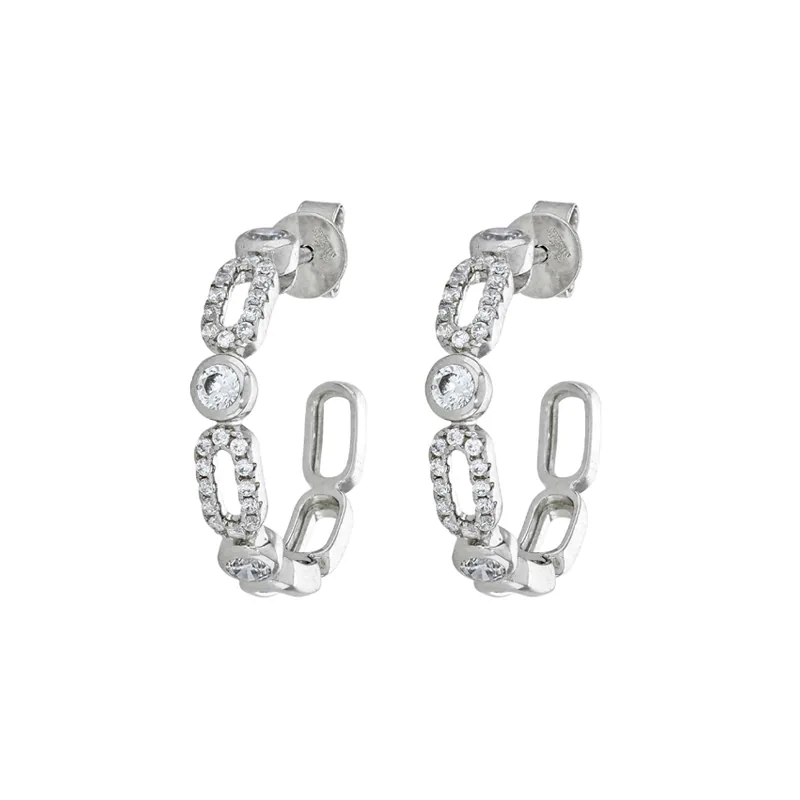 Candongas en plata Ley 925, con zircones, 3.50 mm. de ancho, de la coleccion Sueños