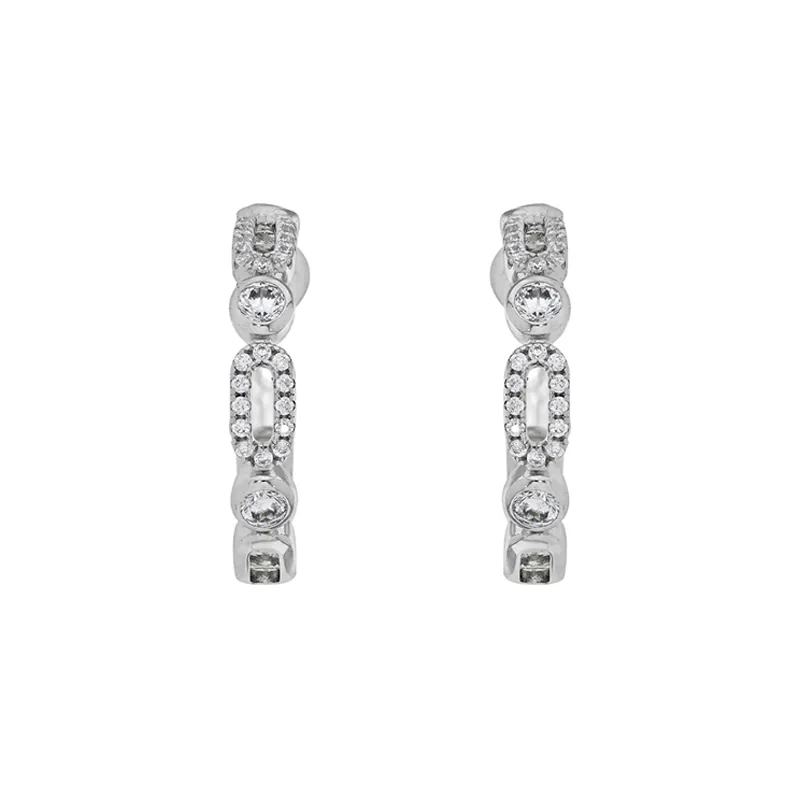 Candongas en plata Ley 925, con zircones, 3.50 mm. de ancho, de la coleccion Sueños