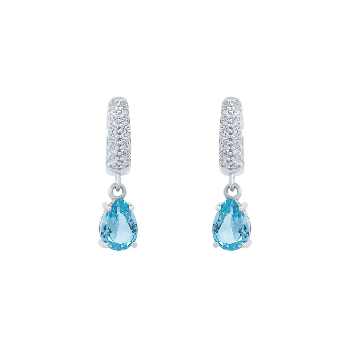 Candongas en plata Ley 925, 1/2 caña, con zircón col central y decoración en zircones, de la coleccion Sueños