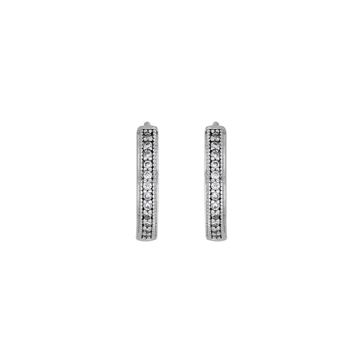Candongas en plata Ley 925, Plana, con cristales, 2.50 mm. de ancho, de la coleccion Sueños