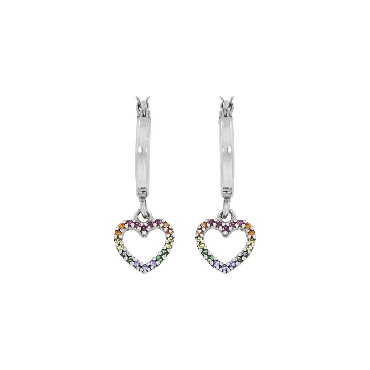 Candongas en plata Ley 925, Plana, con zircones, 2 mm. de ancho, de la coleccion Sueños