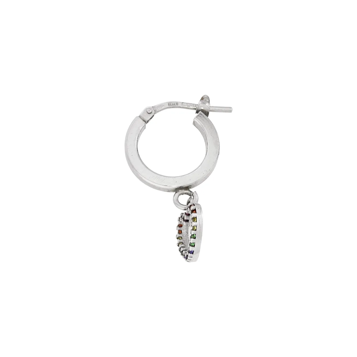 Candongas en plata Ley 925, Plana, con zircones, 2 mm. de ancho, de la coleccion Sueños