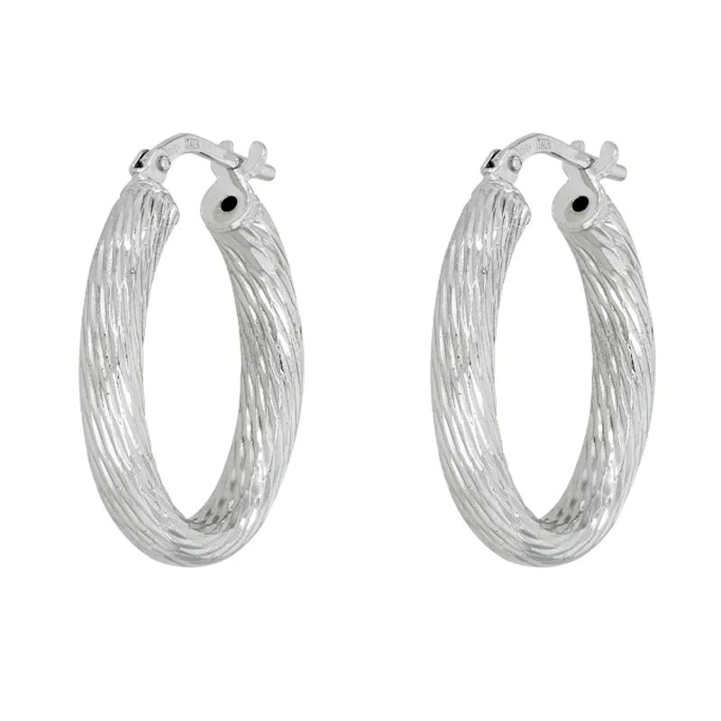 Candongas en plata Ley 925 con visos, Entorchada, 3 mm. de ancho, de la coleccion Sueños
