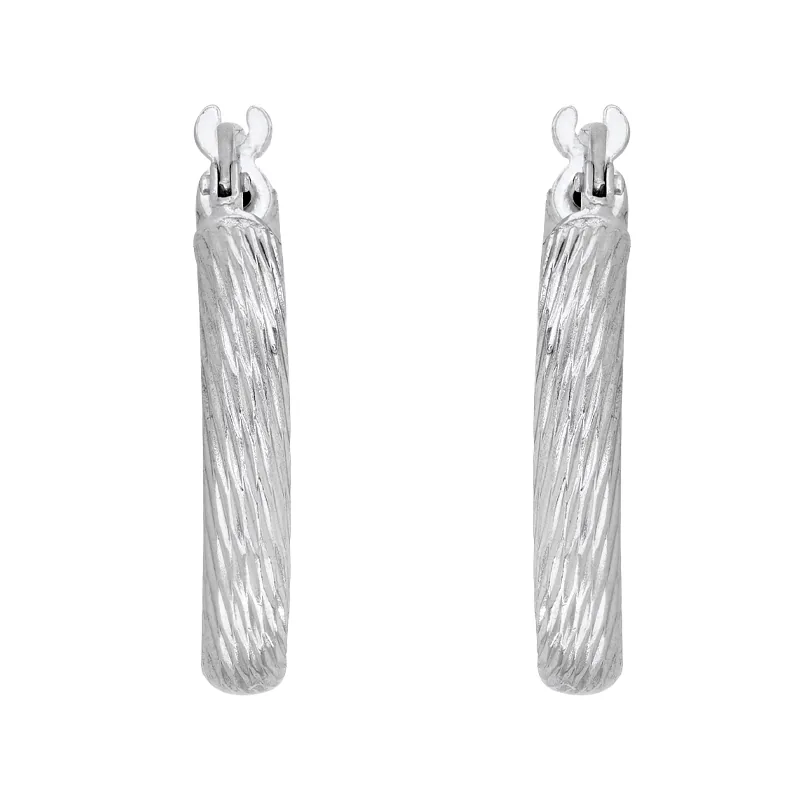 Candongas en plata Ley 925 con visos, Entorchada, 3 mm. de ancho, de la coleccion Sueños