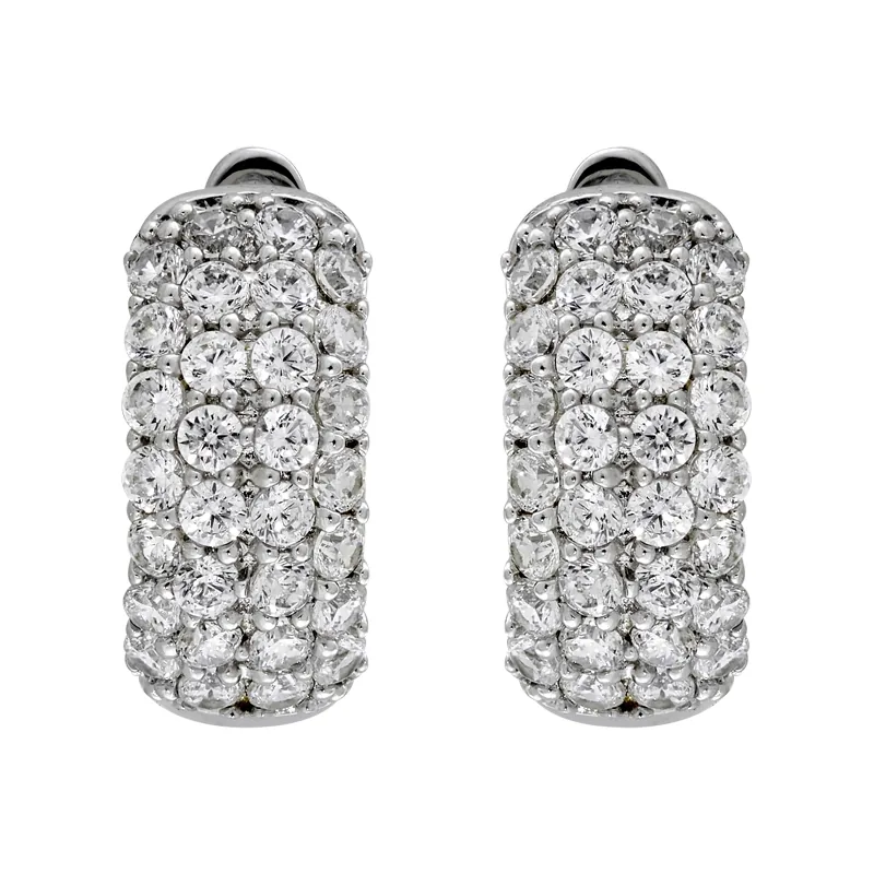 Candongas con cristales redondos, en plata ley 925, rodinado - Colección Sueños