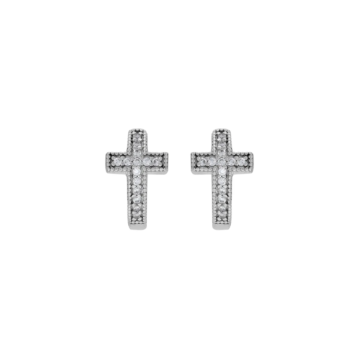 Candongas en plata Ley 925, Plana, con cristales, 2 mm. de ancho, de la coleccion Sueños