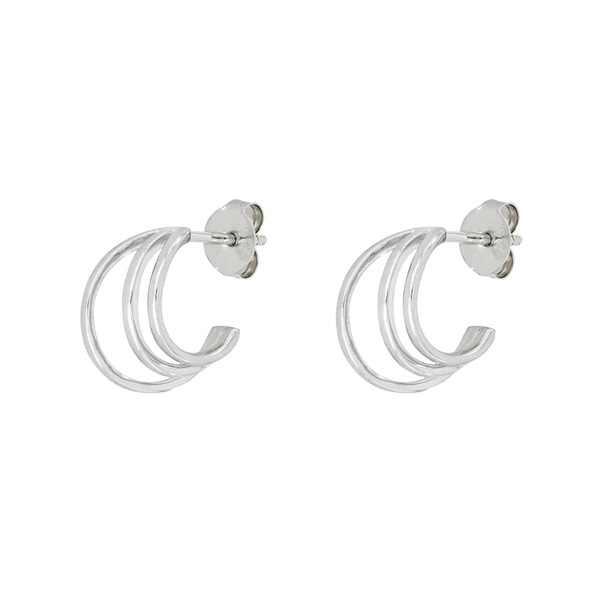 Candongas en plata Ley 925, Franjas, 1 mm. de ancho, de la coleccion Sueños