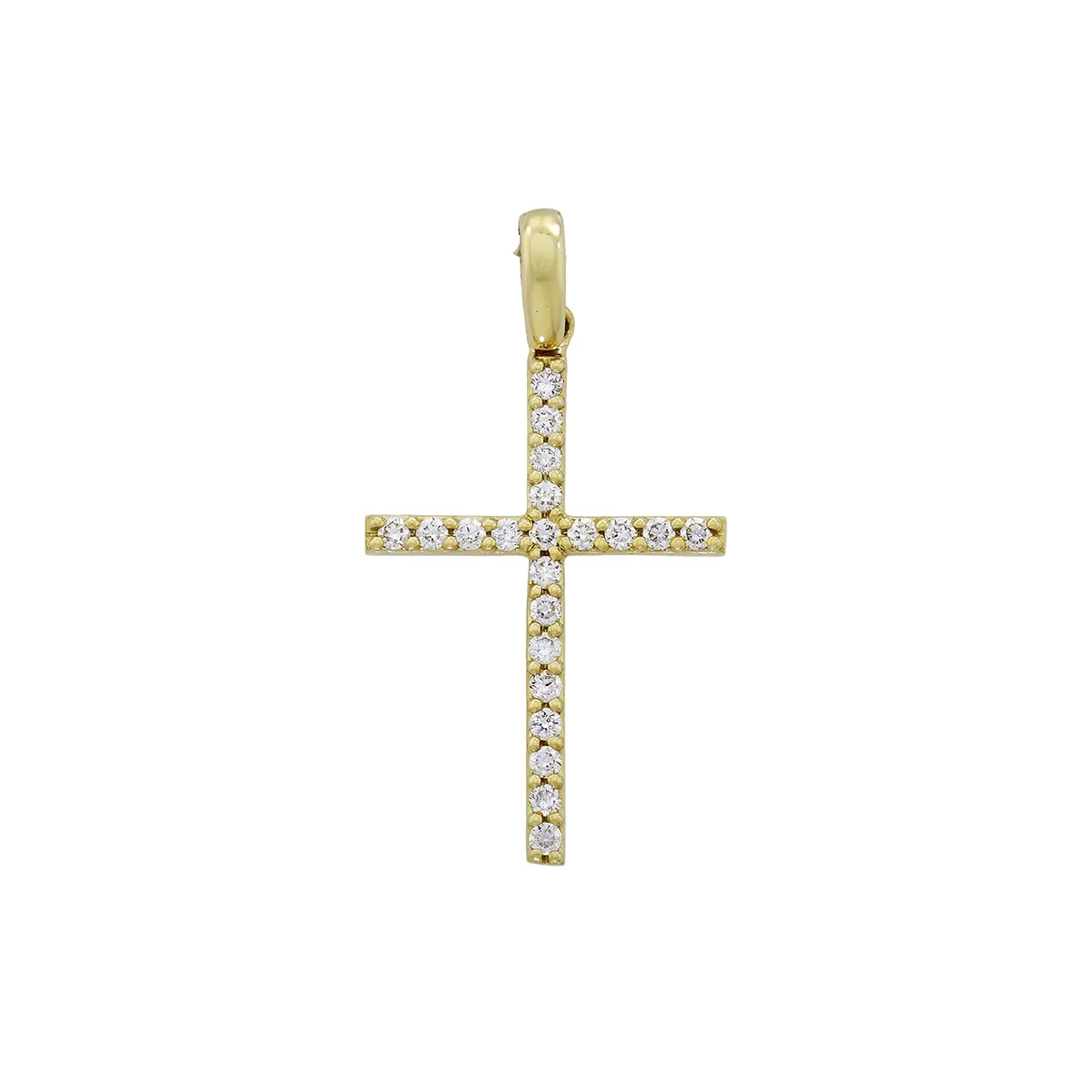 Cruz en oro amarillo de 18 Kilates, con diamante de laboratorio de 0.20 Ct
