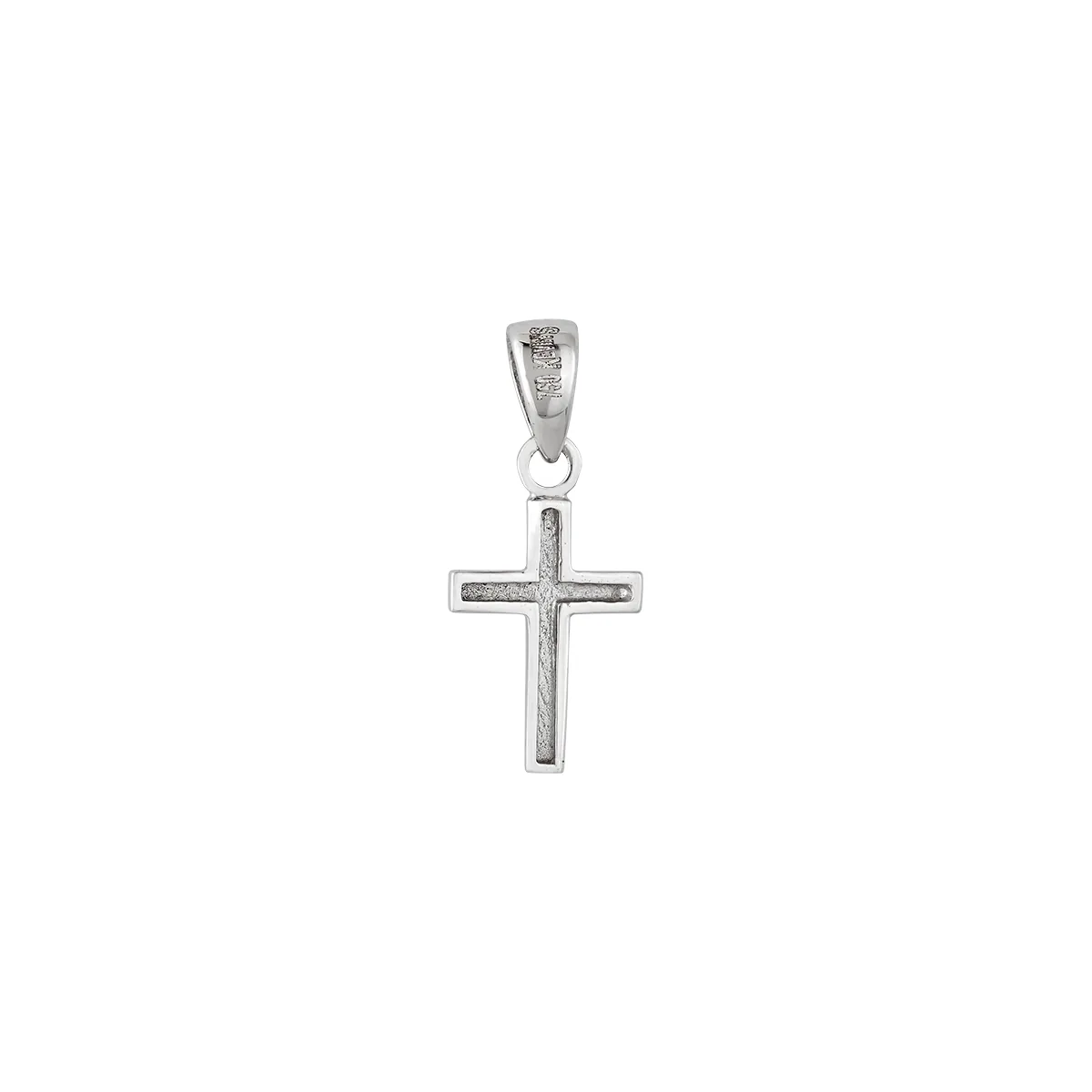 Cruz plana en oro blanco de 18 Kilates satinado, 8 mm. de ancho