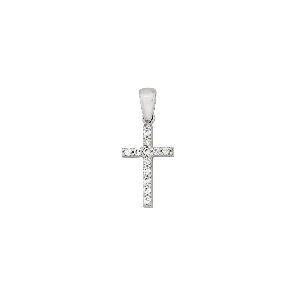 Cruz en oro blanco de 18 Kilates, con zircones