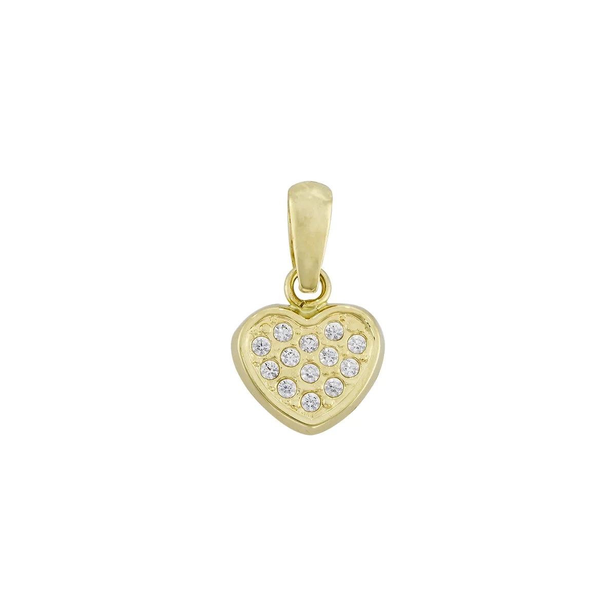 Dije de corazón en oro amarillo de 18 Kilates, con zircones