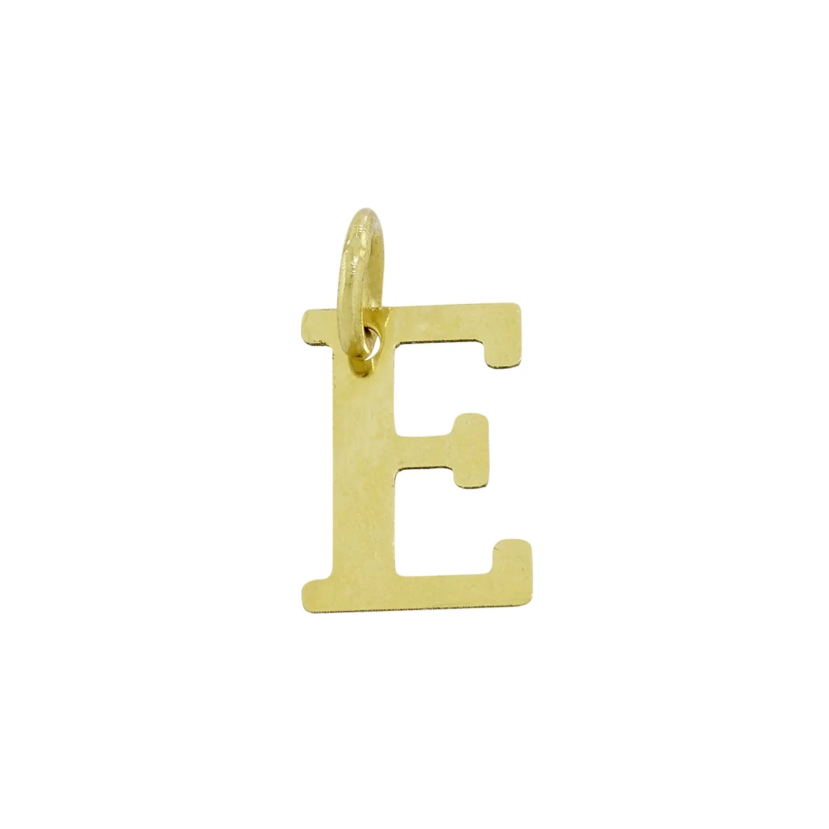 Dije de letra E en oro amarillo de 18 Kilates
