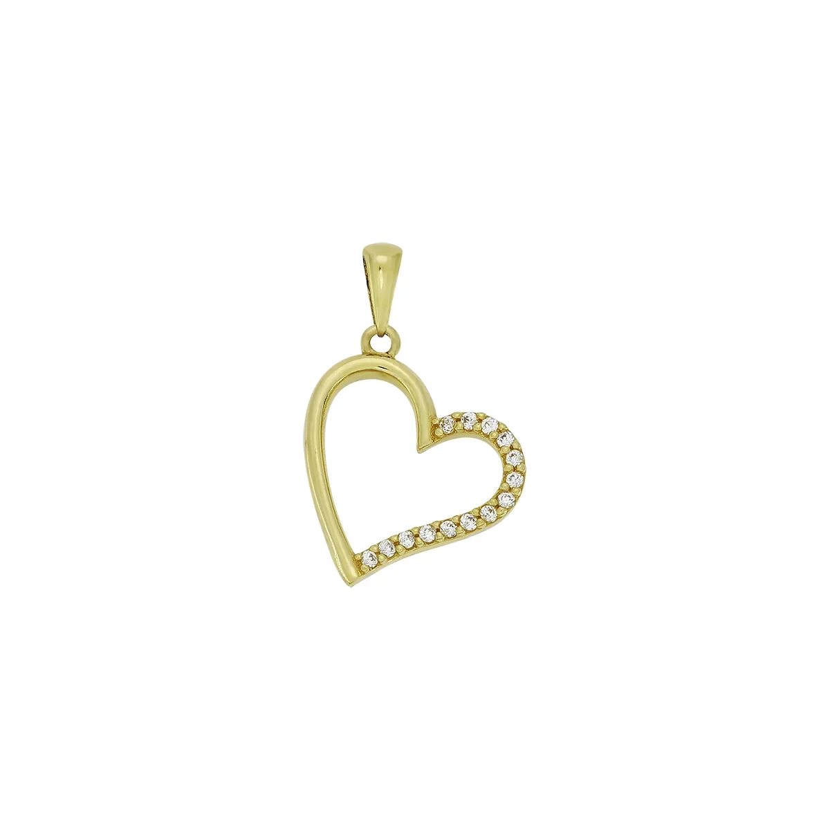 Dije de corazón en oro amarillo de 18 Kilates, con zircones
