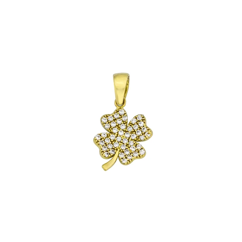 Dije en oro amarillo de 18 Kilates, Flores, con zircones