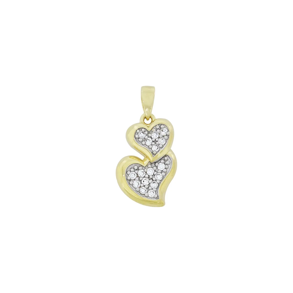Dije de corazones en oro de 18 Kilates, con zircones