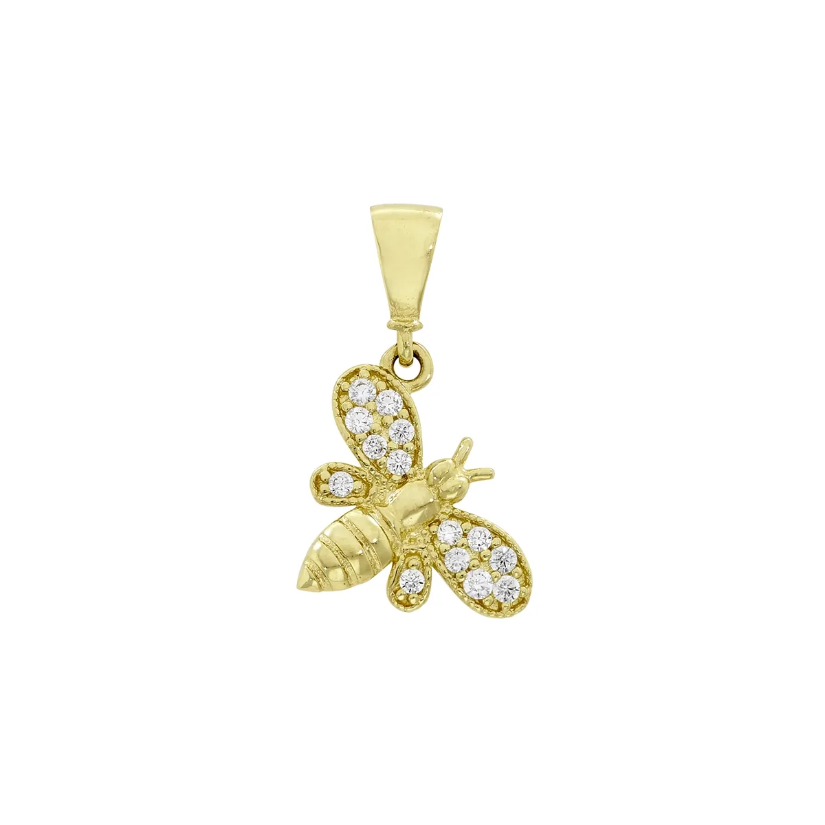 Dije de abeja en oro amarillo de 18 Kilates, con zircones
