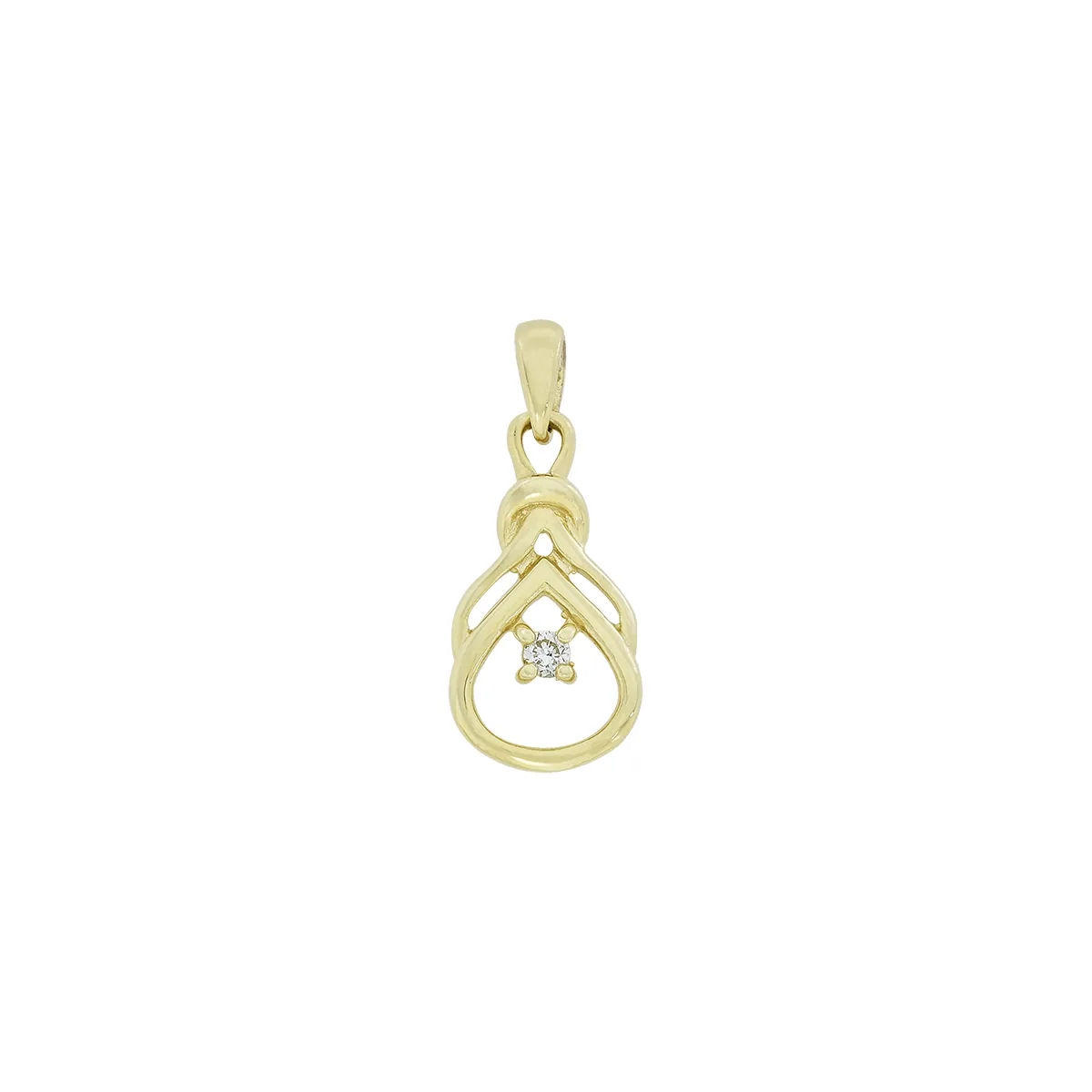 Dije en oro amarillo de 18 Kilates, Lágrima, con diamantes de 0.02 Ct