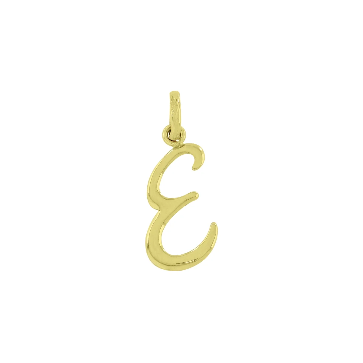 Dije de letra E en oro amarillo de 18 Kilates
