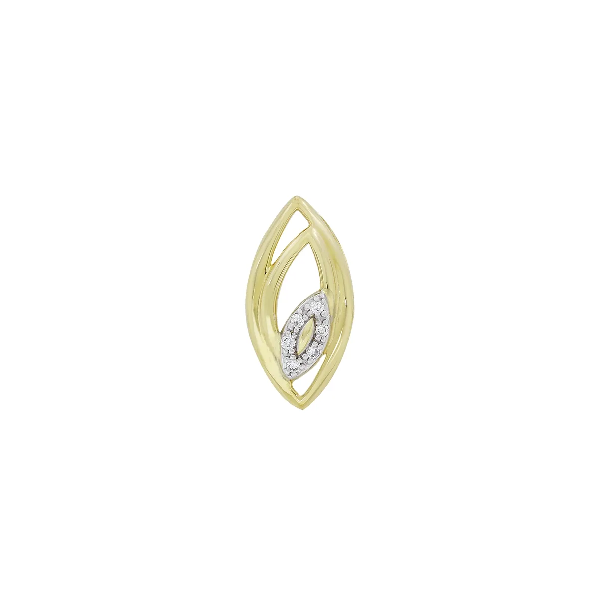 Dije en oro amarillo de 18 Kilates, Hoja, con diamantes de 0.03 Ct