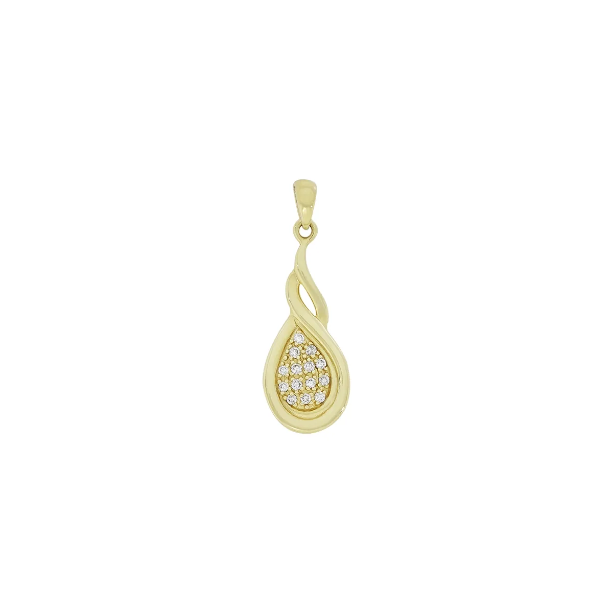 Dije en oro amarillo de 18 Kilates, Lágrima, con diamantes de 0.07 Ct