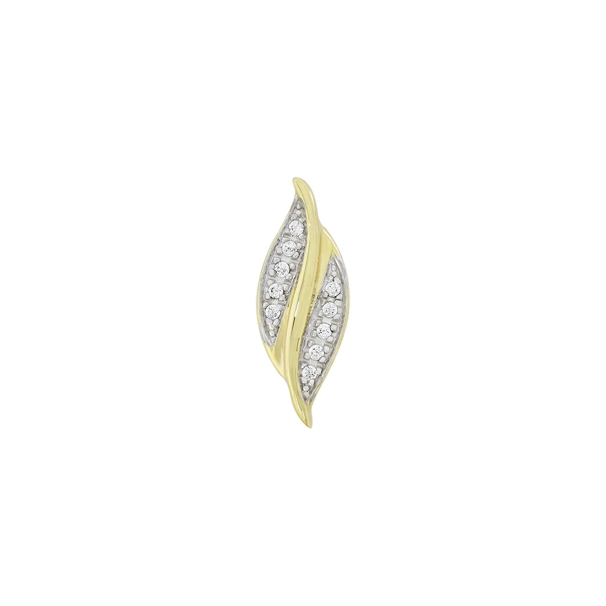 Dije en oro amarillo de 18 Kilates, Hoja, con zircones