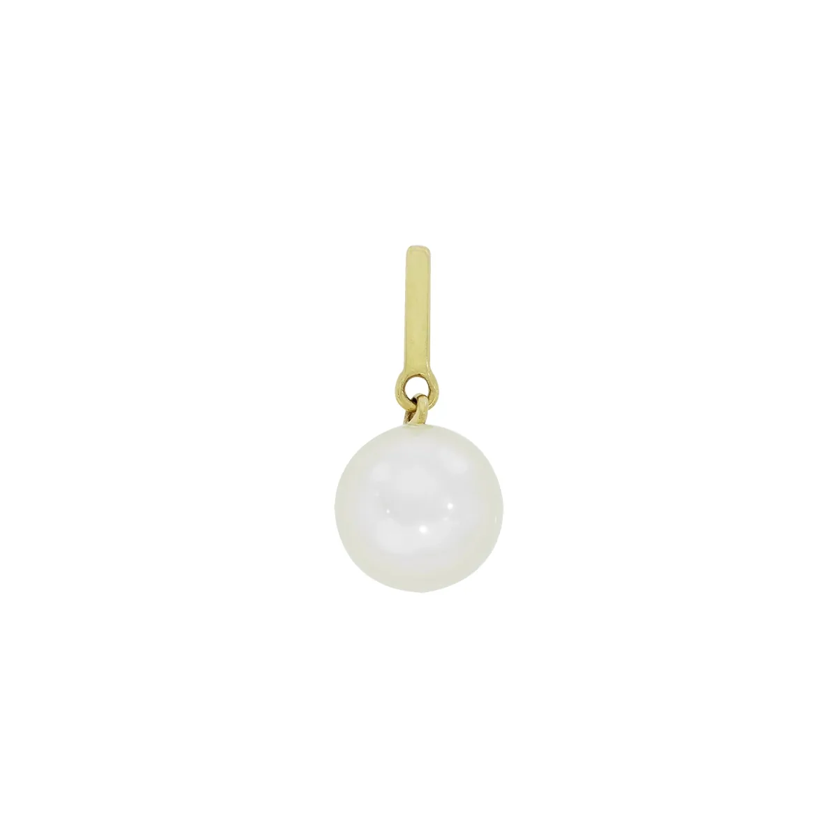 Dije en oro amarillo de 18 Kilates, Barra, con perla central de 8 mm de ancho aprox